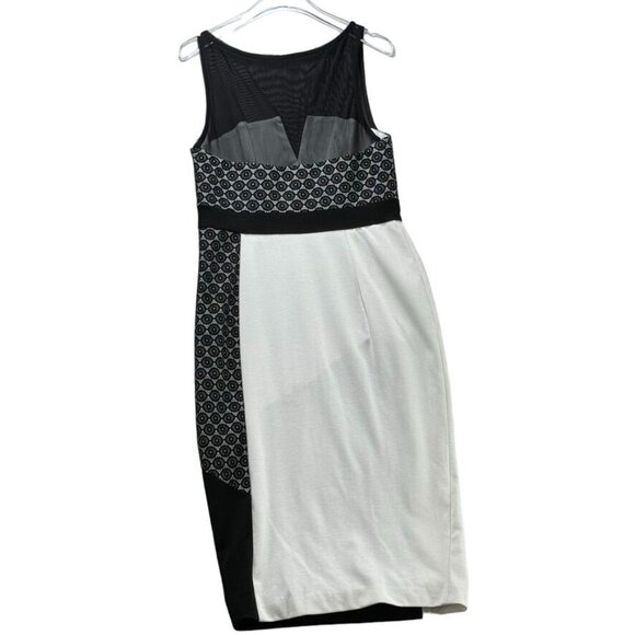 ASOS Women's Monochrome Geometric Dress Mesh Detail Black White Size 8 - Picture 10 of 16
